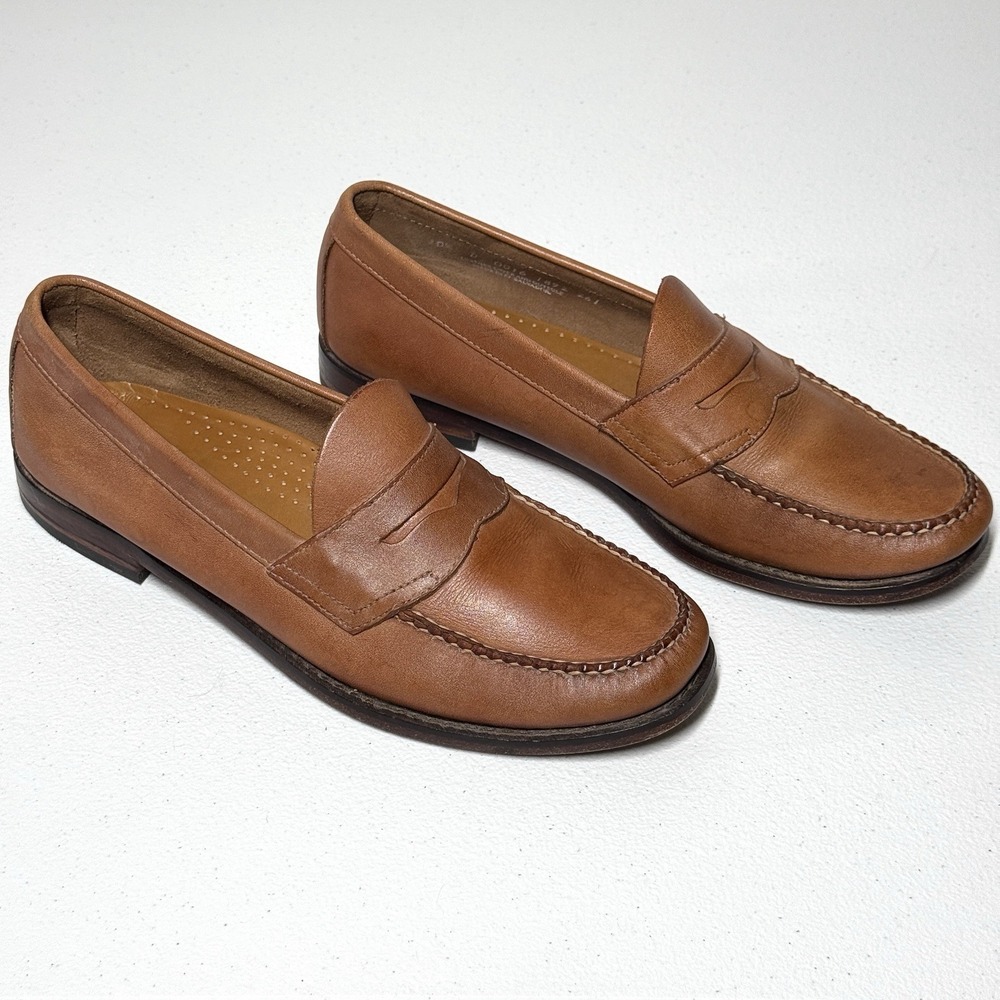 Bass Weejuns Penny Loafers Mens 10.5 D Tan Brown Leather Logan Slip On Shoes
